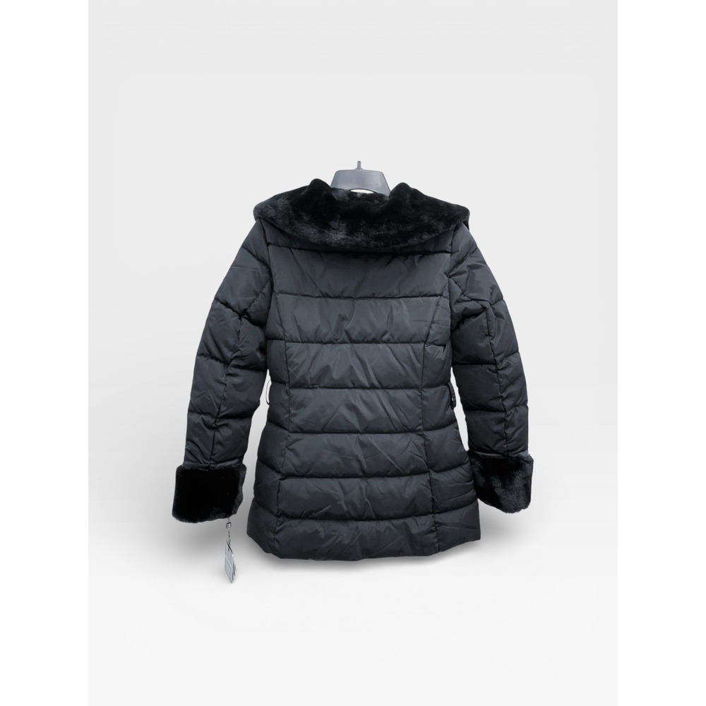 Laundry by Shelli Segal Black Puffer Coat Faux Fur Trim‎ Hooded Size S